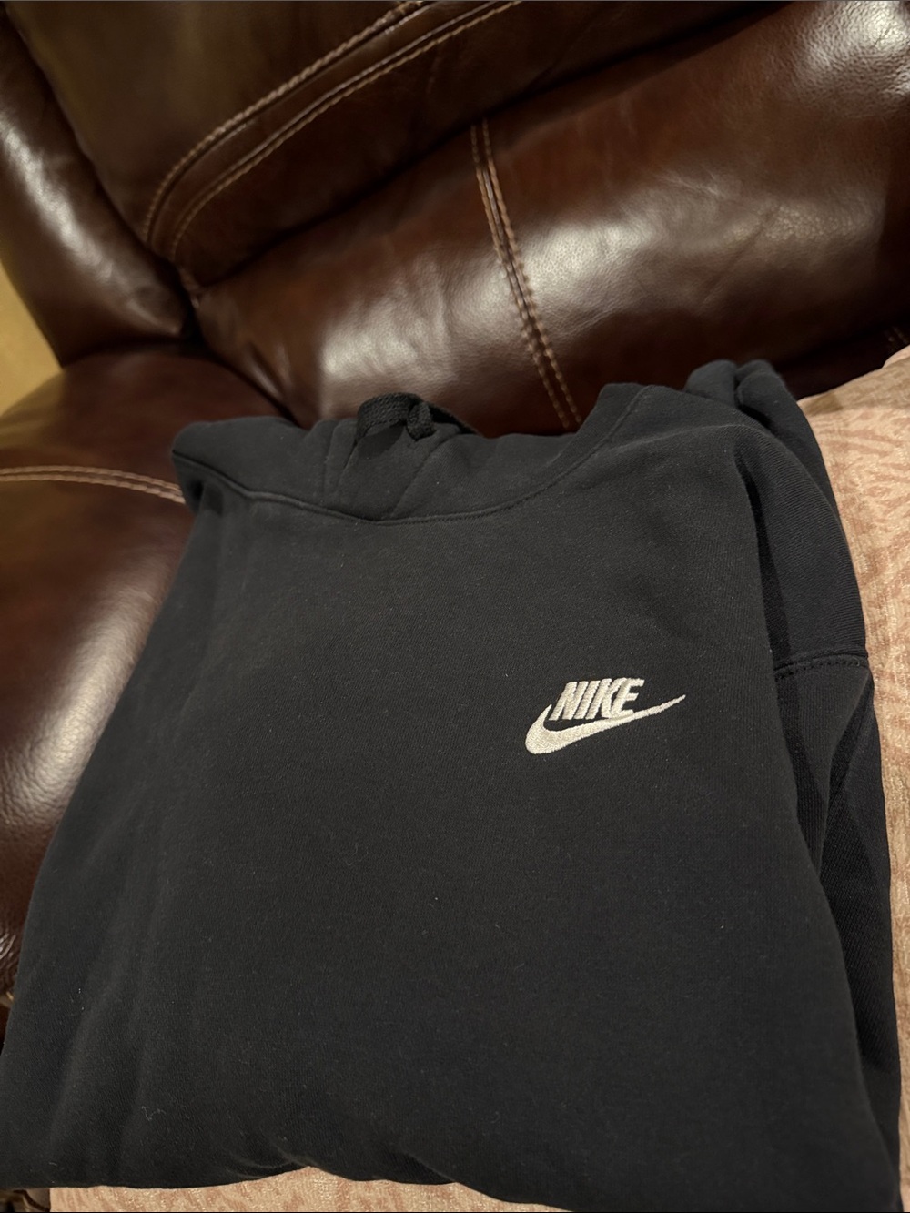 Men’s medium Nike Black Sweatshirt with hoody with White Swoosh